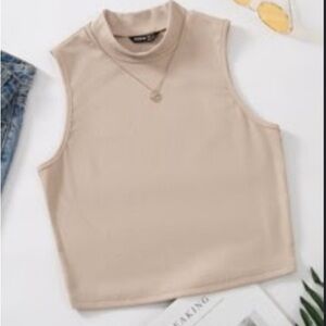 Beige Sleeveless Crop Top